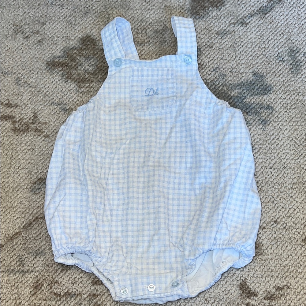 Dr. Kid European Blue Gingham Baby Romper